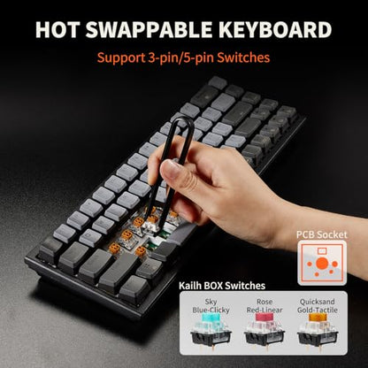Hexgears X1 Pro Wireless Mechanica Keyboard, Tri-Mode Bluetooth/2.4G/USB-C, Hot-Swappable Linear Switch Gaming Keyboard, Mini Compact White Backlit Keyboards with Wrist Rest - Dark - color: Dark Knight-X1 Pro, size: Linear