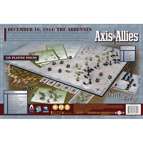Renegade Game Studios Axis & Allies Battle of the Bulge WWII Board Game | 2 Player Strategy Wargame with 138 Miniatures, Hexagonal Grid Movement, Ardennes Map and Tactical Combat, Ages 14+