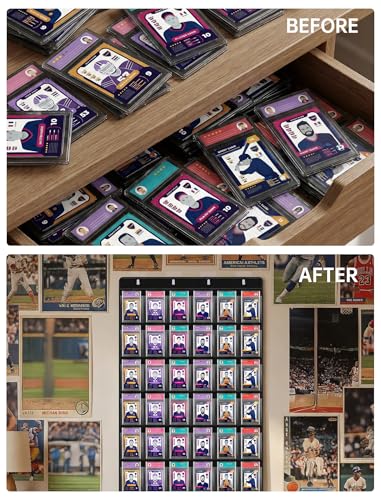 NiHome 36 Slot Graded Card Display Case - Sports Card Wall Frame, PVC Black | Fits PSA 35PT Baseball, Football & Trading Slabs, Foldable Oxford Fabric, Door Hooks Included, Collector Gift