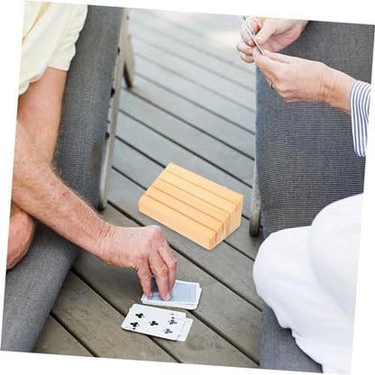 Vaguelly 2pcs Wooden Card Holder Stand Sturdy Game Card Display Rack Compact and Versatile Wooden Base for Easy Access and Organization