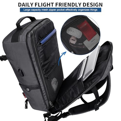 WITZMAN Travel Backpack for Men 40L Carry-on Luggage Bag USB Charging Port | Nylon Laptop Backpack Multi-pocket Fits 17 Inch, TSA Friendly Flight Approved, For Business Trip, Vacation, B686 Silvery Grey - color: Silvery Grey