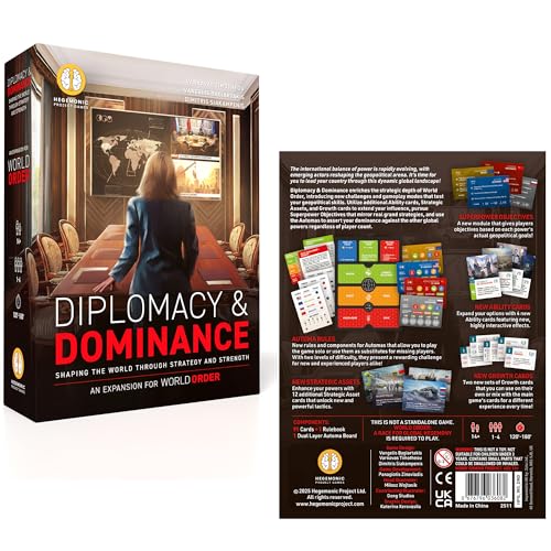 World Order: Diplomacy & Dominance - Board Game Expansion, New Challenges, Strategic Paths & Modes, Double-Layered Automa Board, Ages 14+, 1-4 Players - style: Diplomacy & Dominance