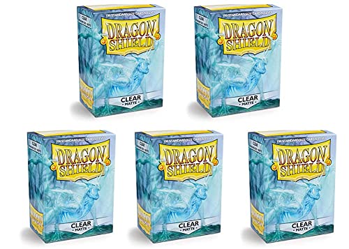 5 Packs Dragon Shield Matte Clear Standard Size 100 ct Card Sleeves Value Bundle!