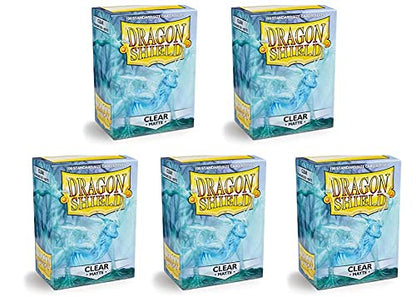 5 Packs Dragon Shield Matte Clear Standard Size 100 ct Card Sleeves Value Bundle!