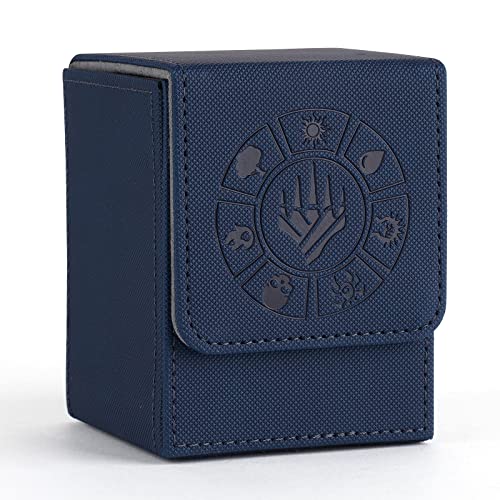 Arkeiliy Card Deck Box, 110+ Storage MTG Deck Box with 50 Pcs Card Sleeve, Collectible Trading Card Cases for Magic Commander and More (Blue) - color: Blue