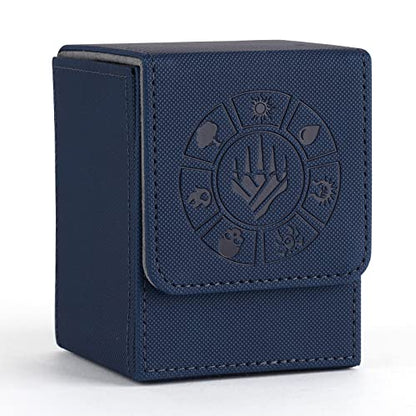 Arkeiliy Card Deck Box, 110+ Storage MTG Deck Box with 50 Pcs Card Sleeve, Collectible Trading Card Cases for Magic Commander and More (Blue) - color: Blue