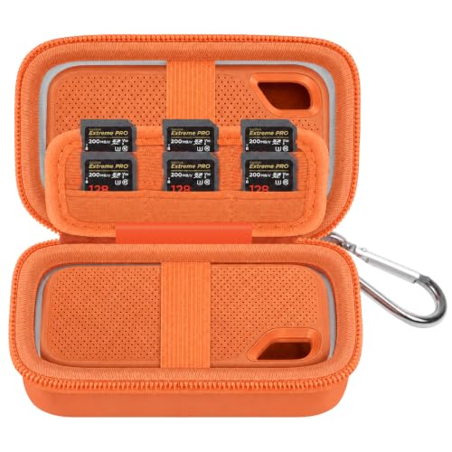Comecase Dual SSD Case for SanDisk Extreme Portable SSD and Extreme PRO | Holds 2 Drives & 12 SD Cards, Elastic Strap Fit 500GB/1TB/2TB/4TB/8TB, Cable Groove & Carabiner for Travel, Orange, Box Only - color: Orange
