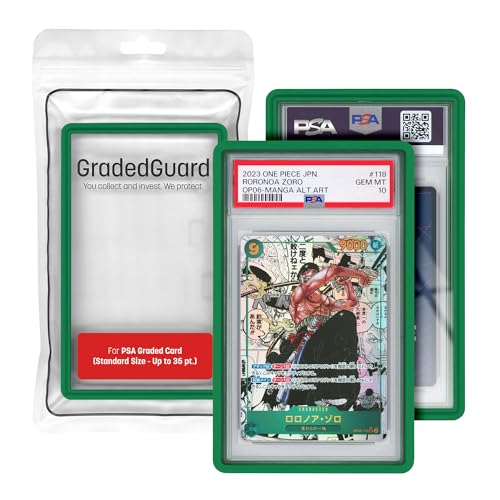 GradedGuard PSA Card Slab Protector Case, Standard PSA Size, Impact Resistant TPU Holder, Drop & Scratch Proof Frame for Graded Sports TCG Collectible Trading Cards. (Green) - color: Green