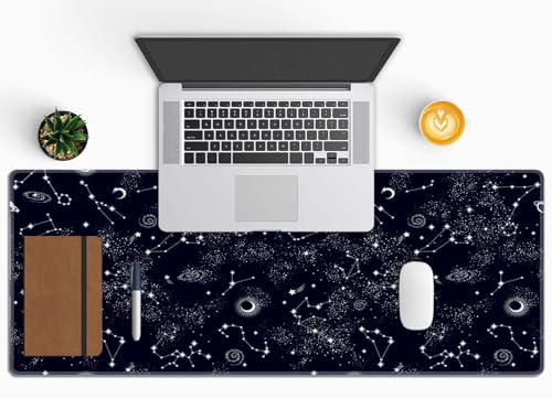 Desk Mat, Big Desk Pad, XL Extended Gaming Mouse Pad, Large Mouse Pad for Desk Rubber Base Mousepad with Stitched Edges, Keyboard Mouse Mat for Work, Game, Office, Home - Space Galaxy Constellation - color: Space Galaxy Constellation