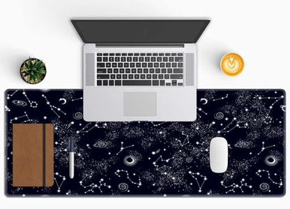 Desk Mat, Big Desk Pad, XL Extended Gaming Mouse Pad, Large Mouse Pad for Desk Rubber Base Mousepad with Stitched Edges, Keyboard Mouse Mat for Work, Game, Office, Home - Space Galaxy Constellation - color: Space Galaxy Constellation