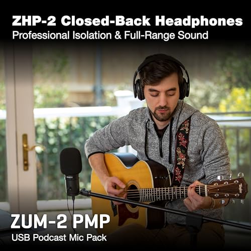 Zoom Zum-2 Podcast Mic Pack with USB Mic, Headphones & Stand | Perfect for Podcasters USB Microphone, Headphones, Tripod, Windscreen, and USB Cable Included