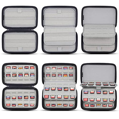sisma 80 Switch Game Case - Compatible with Nintendo Switch & PS Vita, Hard Shell Game Cartridges Holder Storage Case Travel Carrying Bag for Games & SD Cards, Brown - color: Brown