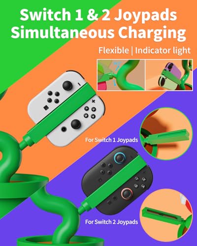 Switch 2 TV Dock for Nintendo Switch2/1/OLED Docking Station with Cooling Fan, Chargering Dock for Switch 2/1 Joypads, Piranha Dock Duo with 4K 60Hz HD/USB 2.0/USB-C Ports, Cute Gaming Gift - color: Red&Green