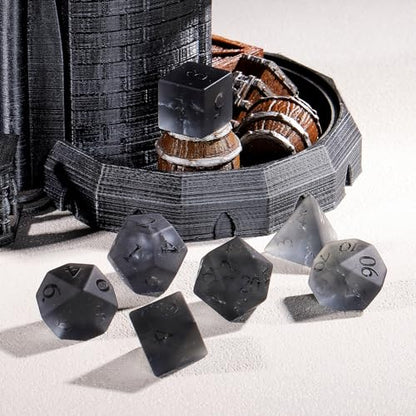Cracked Matte Gray 7Pcs Polyhedral Dice Set, K9 Crystal Cat's Eye Multi-Faceted DND Dice for Dungeons and Dragons RPG Tabletop Game (Matte Cracked Gray) - color: Matte Cracked Gray