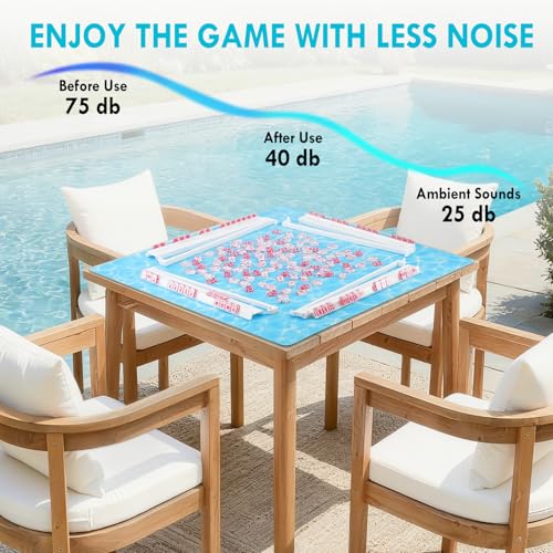 31.5" Crease-Free Mahjong Mat Non-Slip Noise-Reducing Game Table Cover | With Carry Bag, Water Ripple Board Game Mat, Rubber Base for American Mahjong Poker Dominoes & Board Games - color: Water Ripple