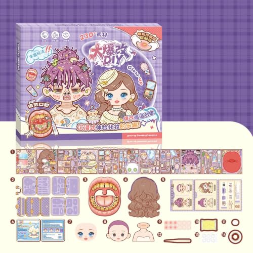 Reusable Sticker Book DIY Educational Craft Supplies | Girls DIY Activity Sticker Book for Home Classroom Preschool Travel Road Trip Airplane Birthday Holiday Party - color: Purple