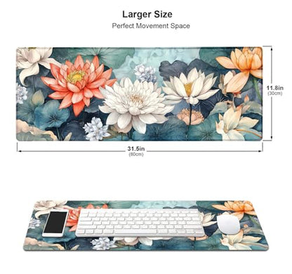 Large Mouse Pad, Desk Mat Computer Keyboard Pad Non-Slip Rubber Base Waterproof with Stitched Edges for Laptop Gaming, Office & Home 31.5 x 11.8 Inch (XL-06) - color: Xl-06