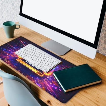 Gaming Controller Mouse Pad, Neon Loading Gaming Desk Mat with Stitched Edges,Non-Slip Waterproof Rubber Base Mouse Mat, 31.5x11.8in Mouse Pads for Desk Home Office Gaming - color: Gaming Controller, size: 31.5x11.8in