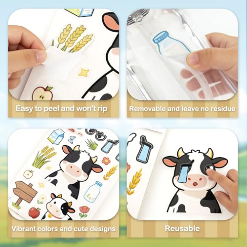 Farm Animal Stickers for Kids and Toddlers, Make-a-Face Sticker Book, 10 Unique Mix‑and‑Match Designs and 1 Scene Card, Goodie Bag Stuffers, Birthday Party Favors, DIY Crafts Supplies - style: Farm
