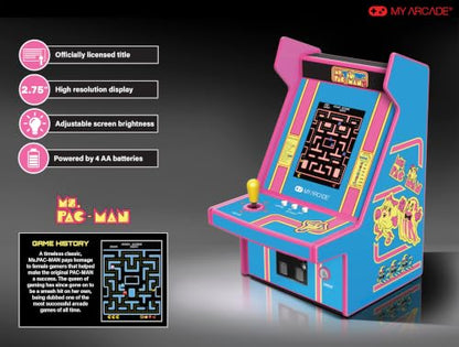 My Arcade Ms. Pac-Man Micro Player Pro: Classic Arcades, 2.75 Inch Screen, Retro Gaming, Games for Kids and Adults - style: Ms Pac Man
