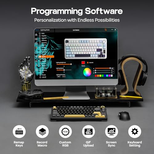EPOMAKER X Aula EA75 MAX Wireless Gaming Keyboard with Screen & Knob | 5000mAh, Hot-Swap, Lubed Switches, RGB Backlit, Creamy Gasket, 75% Mechanical Keyboard (Black, Ice Vein Switch) - color: Black, size: Ice Vein Switch