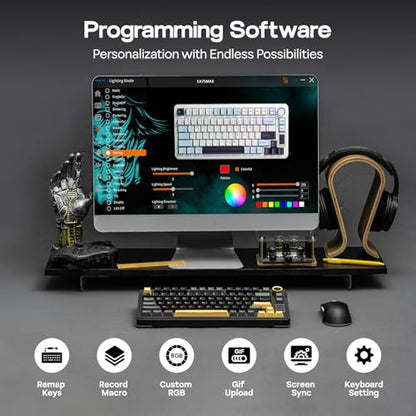 EPOMAKER X Aula EA75 MAX Wireless Gaming Keyboard with Screen & Knob | 5000mAh, Hot-Swap, Lubed Switches, RGB Backlit, Creamy Gasket, 75% Mechanical Keyboard (Black, Ice Vein Switch) - color: Black, size: Ice Vein Switch