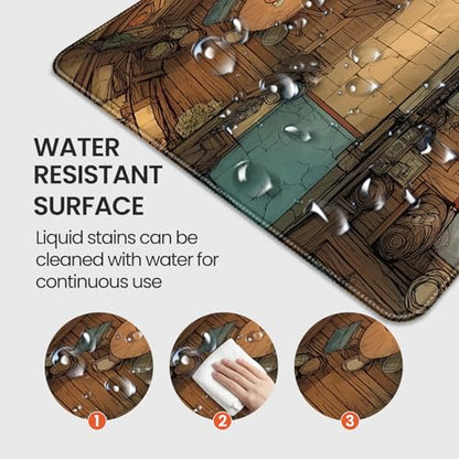 Extended Keyboard and Mouse pad, Fantasy Tavern Pattern, 35.4 x 15.7 Inch, Gaming Desk mat with Non-Slip Base and Waterproof Finish, Suitable for Home Office and workstations. - color: With Fantasy Village Design