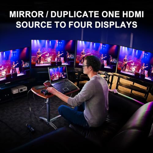 HDMI Splitter 1 in 4 Out 4K 60Hz 4:4:4, AVIDGRAM HDMI 4 Port Splitter with Copy, Downscaler, and Auto Mode for Four Identical Display Support 1080p 120Hz HDCP 2.2 HDR10 18Gbps 3D (Mirror Only) - size: 4K 60Hz HDMI Splitter 1 in 4 Out