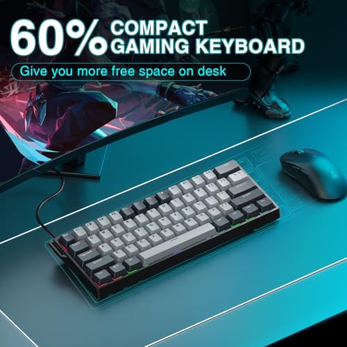 AULA WIN60 HE PRO 60% Mechanical Gaming Keyboard Wired, Magnetic Switch Hot Swappable, Adjustable Actuation Rapid Trigger Mode, 8000Hz Polling Rate, RGB Small Keyboard 60 Percent Compact Design for PC - color: Black&Gray