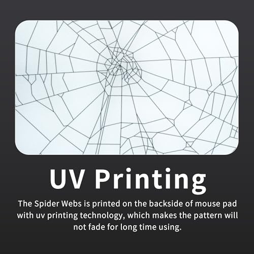 XVX Glass Mousepad for Gaming, White Spider Webs Hard Gaming Mouse Pad, Professional Large Mouse Mat 16.2" x 12.2", Special Glass Surface with Improved Precision and Speed - color: White(Spider Webs)