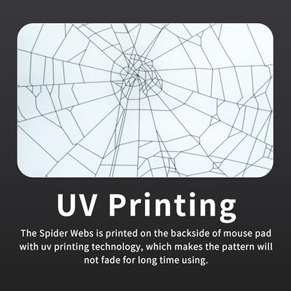 XVX Glass Mousepad for Gaming, White Spider Webs Hard Gaming Mouse Pad, Professional Large Mouse Mat 16.2" x 12.2", Special Glass Surface with Improved Precision and Speed - color: White(Spider Webs)