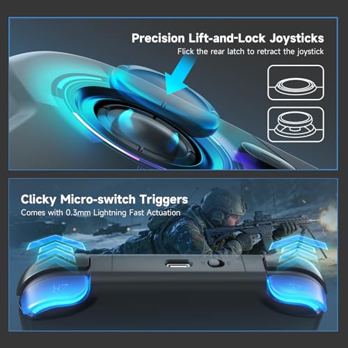 AceGamer 2 Pack Wireless Pocket Controller for Nintendo Switch/Switch 2/Android/iOS/PC/Steamdeck, Joystick Lift and Down Design, Bluetooth Gamepad with 6-axis Gyroscope/Turbo/Vibration/ 1000Hz - color: Black