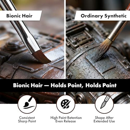 Artify Miniature Paint Brushes 14Pcs, Mini Paint Brushes with Goat Hair Drybrushes, Bionic Hair Fine Detail Paint Brushes - High Retention for Miniature Acrylic Paints, Paint by Numbers Brush Set - color: 14pcs