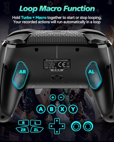 GMBACK 2 Pack Switch 2 Pro Controllers with Loop Macro & Home Wake Up | Wireless Macro Controller for Nintendo Switch 2/Switch/Lite/OLED with 6-Axis Gyro, Dual Vibrations, Turbo, 800mAh, 2 Pack - color: Black-2PK
