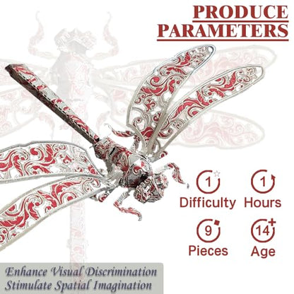 3D Metal Puzzles for Adults,3D Model Building Puzzle Kits,Cool Insect Animal Themed Design,Bugs Model Kits Brain Teaser DIY Assembling Crafts Kits Creative Ornament (Dragonfly) - color: Dragonfly