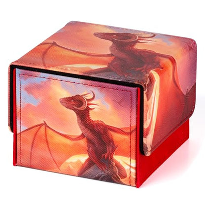 Red Dragon Deck Box | 100+ Double Sleeved Card Capacity | Magnetic Closure - color: Red Dragon
