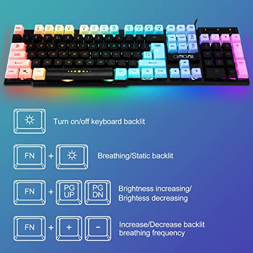 CHONCHOW Gaming Keyboard and Mouse Combo, USB Wired Rainbow Backlit