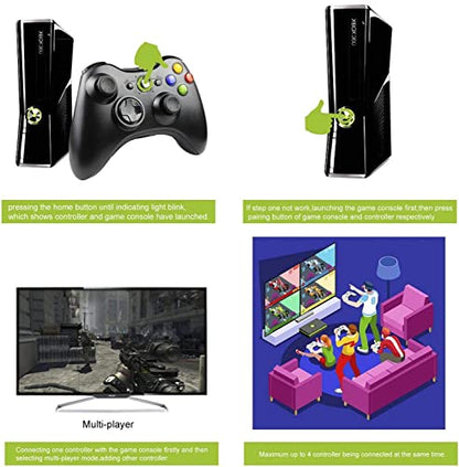 Etpark Wireless Controller for Xbox 360, Xbox 360 Joystick Wireless Game Controller for Xbox 360 & Slim Console and PC Windows XP/7/8/10(Black) - color: Black-wireless