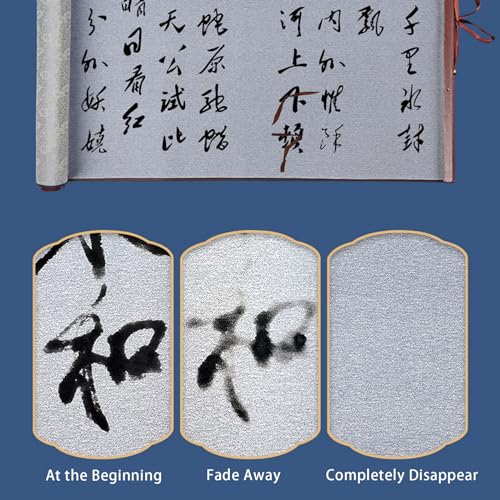 Flylin Calligraphy Cloth, Reusable Chinese Calligraphy Practicing Tool Magic Water Painting Paper Ten Thousand Times Writing Cloth Scroll for Home School (Grey) - color: Grey