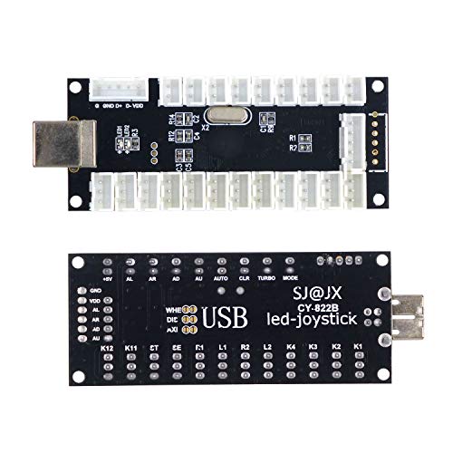 SJ@JX 2-Player LED USB Encoder to Arcade Joystick and LED Arcade Buttons for PC, MAME and Raspberry Pi - color: happ