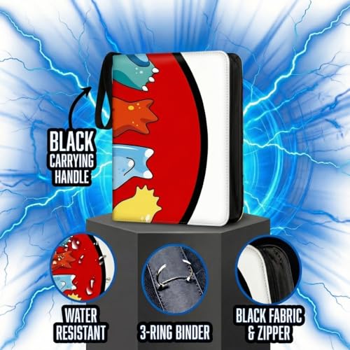 Trading Card Binder Small 4 Pocket,capacity of 400 Cards, 50 Clear Sheets Included, 3 Rings And Zipper, Cards Binder, Collector Binder, Water Proof with Dragon Design (Hands Red White, Small) - color: Hands Red White, size: Small