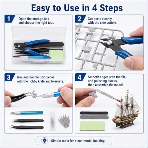 9Pcs Model Tools Kit Hobby Building Tools Craft Set, with Portable Case for Model Building, Assembly and Maintenance,Assembling Miniatures Mecha Car Model Building - color: 9pcs