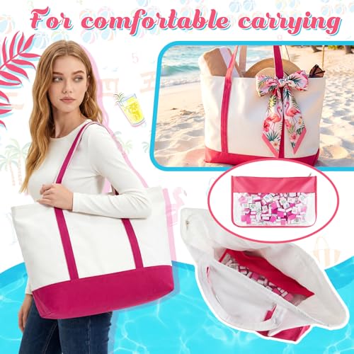Soulchen 1.2 Inch Summer Beach Themed American Mahjong Tiles Set | Complete 168 Hawaii Melamine Tiles with Dice Large Tote Bag Portable Pouch for Travel Game Night Vacation Collection Gift - color: Rose Red, style: Beach Vacation