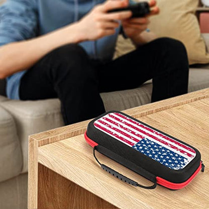 AoHanan Switch Carrying Case Flag of USA in Retro Style Switch Game with 20 Games Cartridges Hard Shell Travel Protection Storage Case - color: Flag of USA in Retro Style