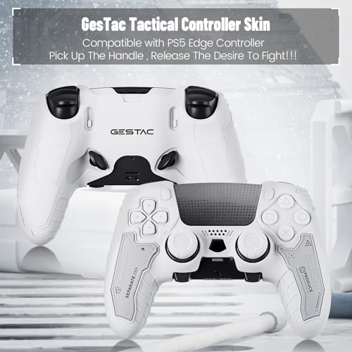 Tactical Skin Set for PS5 Edge Controller, Anti-Slip Silicone Protective Cover Skin Case Compatible with PS5 Edge Wireless Controller with 2 Thumb Grip Caps - Dawn White - color: Dawn White