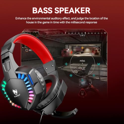 Stereo Gaming Headset for PS4 PC Xbox One PS5 Controller, Noise Cancelling Over Ear Headphones with Mic, LED Light, 7.1 Surround Sound, Soft Memory Earmuffs for Nintendo Xbox Series
