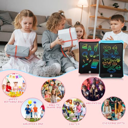 EooCoo Kids LCD Writing Tablet, Mess Free Coloring Books, Travel Toys | Toddler Toys Travel Essentials, 8.5 Inch Drawing Pad for Kids 2 Pack, Preschool Classroom Must Have, Age 3-5 Girls Boys Gifts - color: 8.5”Pink&Blue
