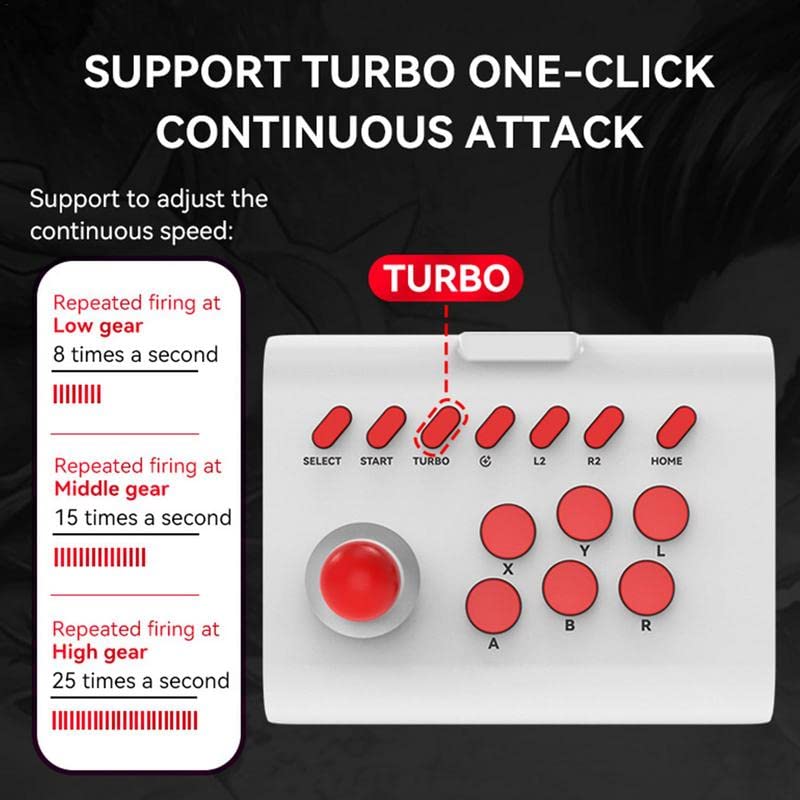 Arcade Fight Stick Joystick For PS4/PS3/PC,Game Controller Fighting Joystick with Turbo & Macro Functions (white black) - color: white black
