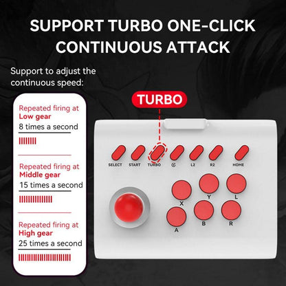 Arcade Fight Stick Joystick For PS4/PS3/PC,Game Controller Fighting Joystick with Turbo & Macro Functions (white black) - color: white black
