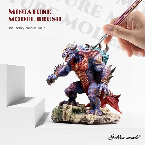 Kolinsky Sable Miniature Paint Brushes - Golden Maple Professional Ultra Fine Point Brush for Miniature, Model Painting & Watercolor Details - Size 3/0 4/0 5/0 - size: 3/0 4/0 5/0 Ultra Fine Point